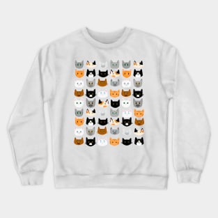 Cute Cats Pattern Calico,Tabby,Tuxedo,Ginger and Others Crewneck Sweatshirt